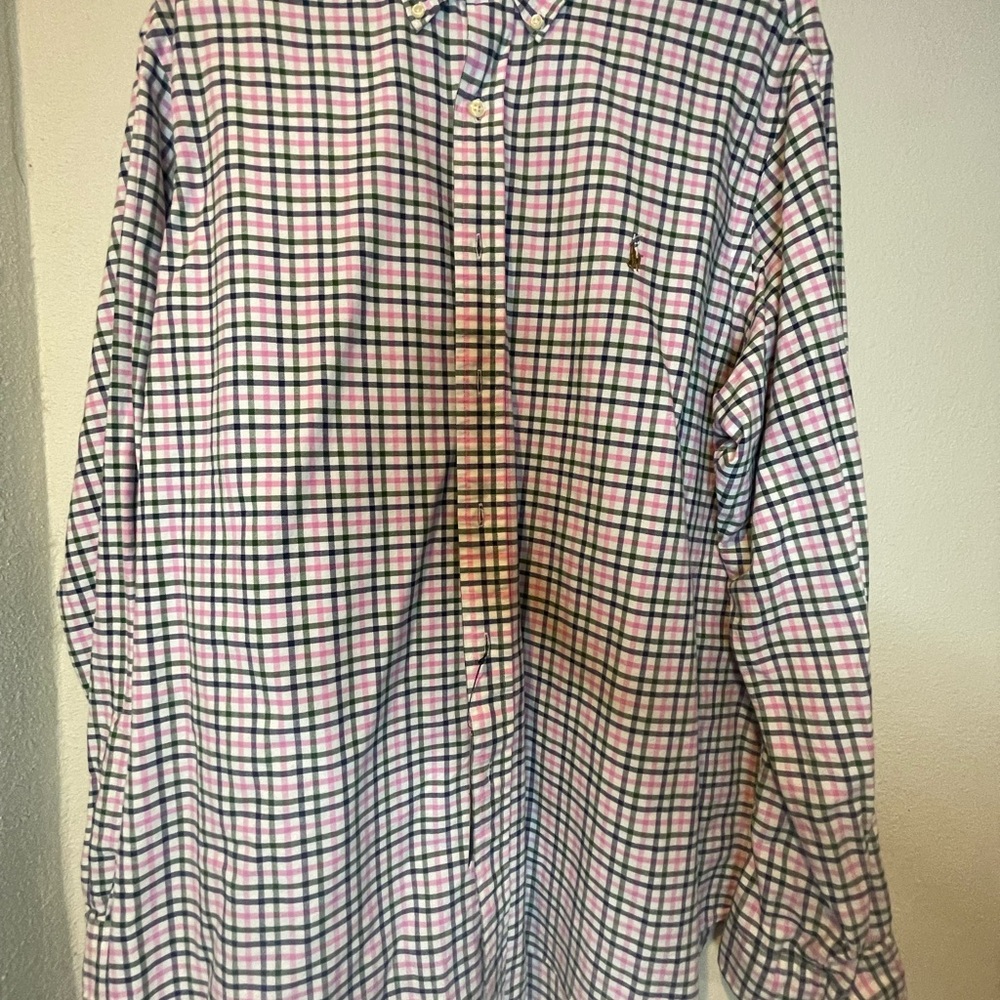 Ralph Lauren Pink and Blue Plaid Button Down Shirt